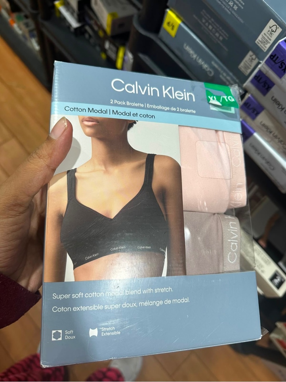 Calvin Klein 2-Pack Cotton Modal Bralettes - Black & Light Pink